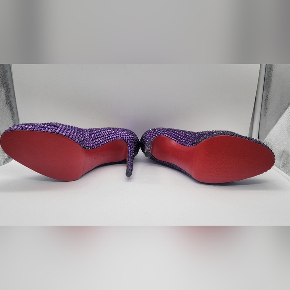 Christian Louboutin Rhinestone Fifi Platform Pumps Size 38 BLACK WEEK $499 - Picture 8 of 12